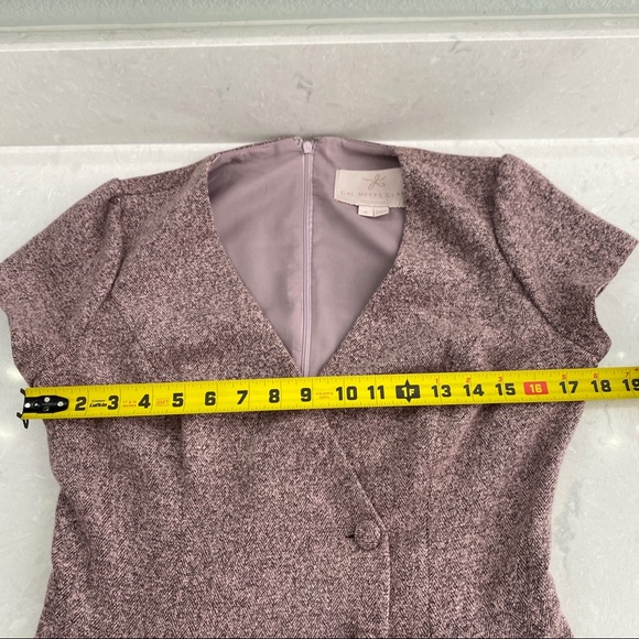 Gal Meets Glam Agatha Dress Pink Tweed Coat Dress Size 6 - Picture 7 of 12